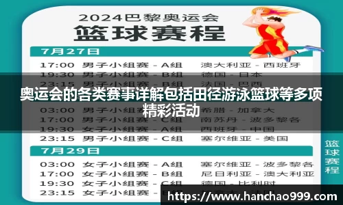 奥运会的各类赛事详解包括田径游泳篮球等多项精彩活动