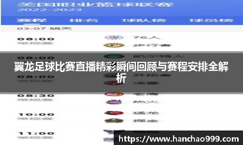翼龙足球比赛直播精彩瞬间回顾与赛程安排全解析