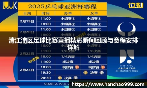 清江浦区足球比赛直播精彩瞬间回顾与赛程安排详解